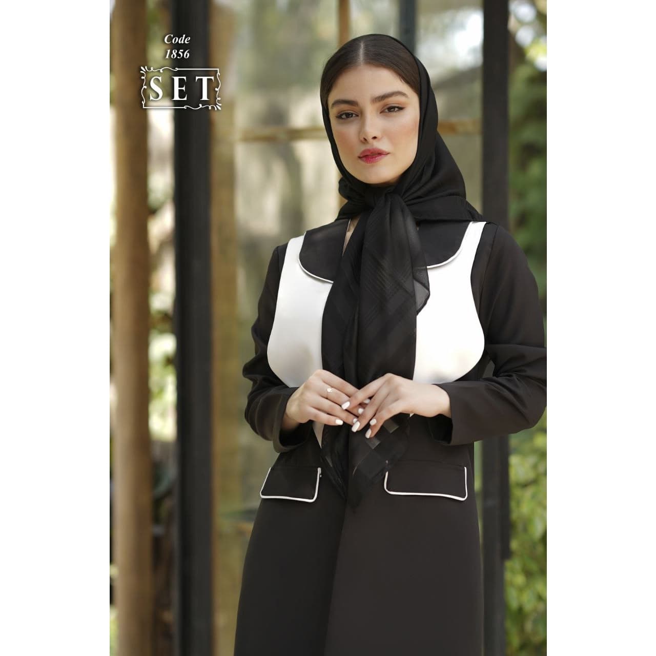 مانتو مجلسی مدل ارغوان رنگ مشکی کد 1856 برند SET